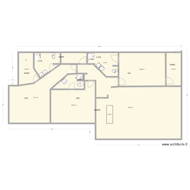 maison autocade  v3. Plan de 8 pièces et 160 m2