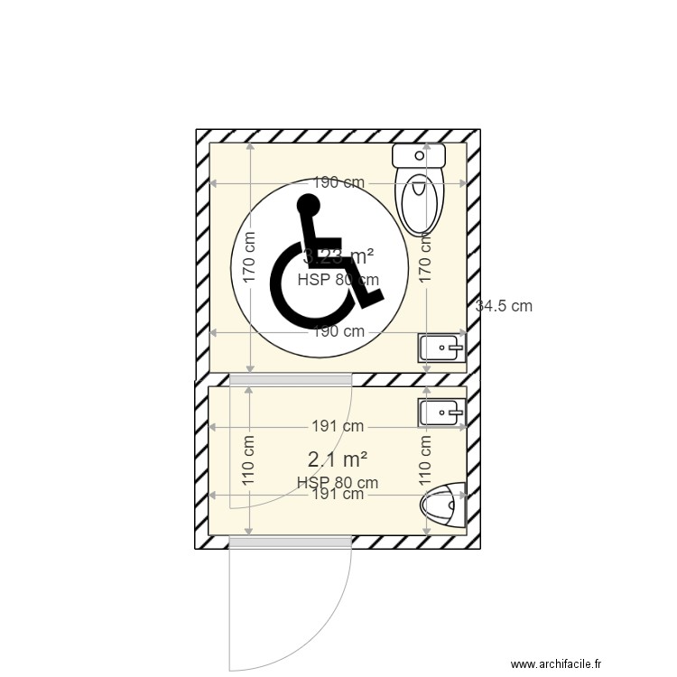 WC PMR. Plan de 0 pièce et 0 m2
