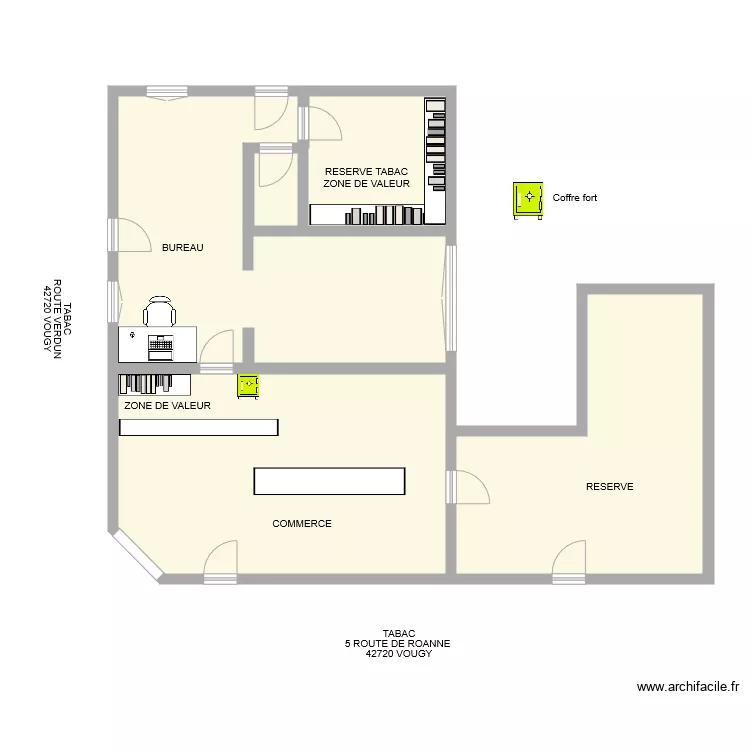 TABAC VIVAL CEDRIC GERLAND Coffre fort. Plan de 