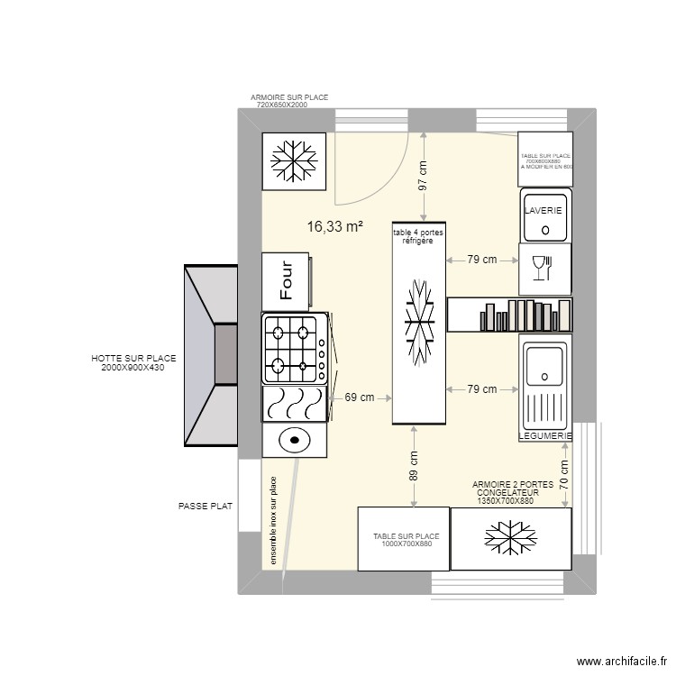 FLANDRIA04. Plan de 1 pièce et 16 m2