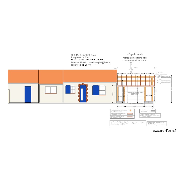 Façade Nord - Appentis 2 pans standard. Plan de 0 pièce et 0 m2