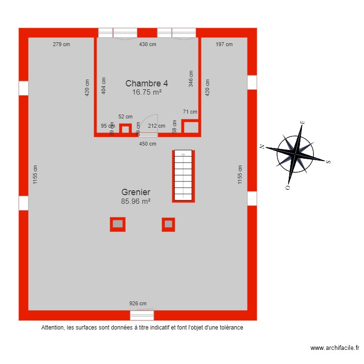 BI 6142 Grenier côté. Plan de 0 pièce et 0 m2