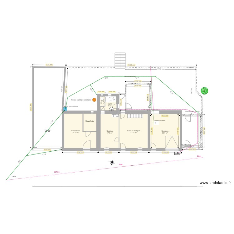 Plan de masse avec fosse septique et puit ET vrd. Plan de 0 pièce et 0 m2