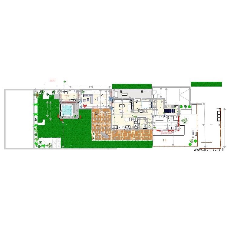 Plan VERANDA avec jacuzzi à 5 mètres et douche extérieur. Plan de 0 pièce et 0 m2