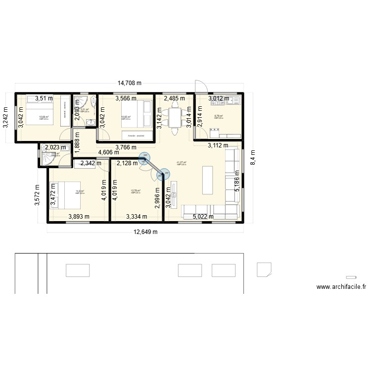 Délivrance II. Plan de 8 pièces et 105 m2