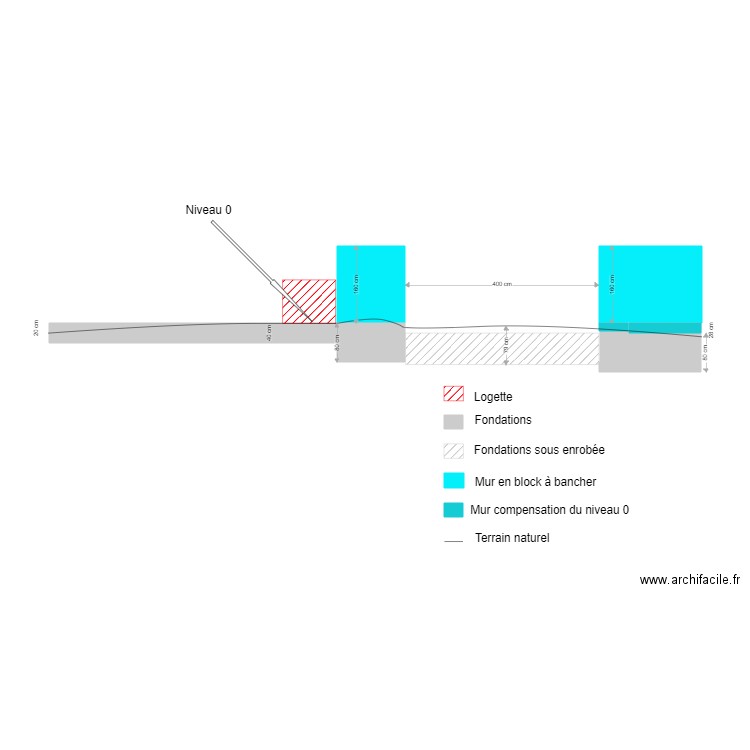 ParkingPortailFondationsCoupeAA. Plan de 0 pièce et 0 m2