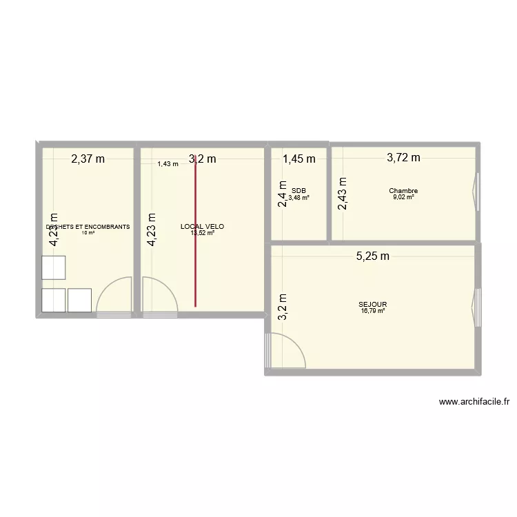 AMENAGEMENT MELUN variant. Plan de 5 et 53 m² AMENAGEMENT MELUN variant. Plan de 5 et 53 m²