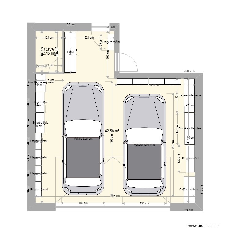 Aménagement garage Houdain. Plan de 2 pièces et 45 m2