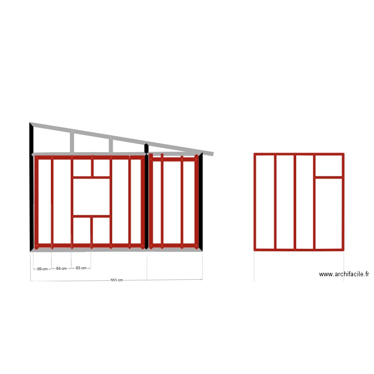 PLAN FACADE STUDIO. Plan de 35 pièces et 22 m2