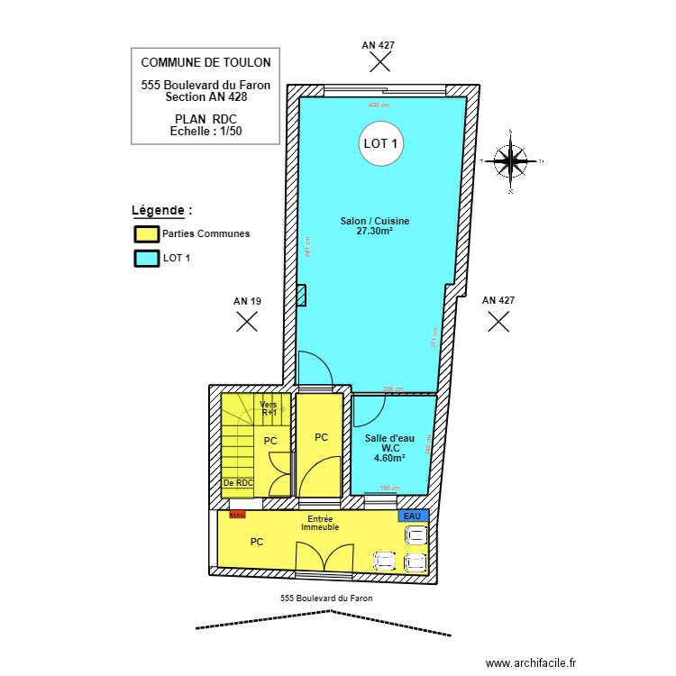 SCI FLAMOSK LOT 1 RDC. Plan de 7 pièces et 48 m2