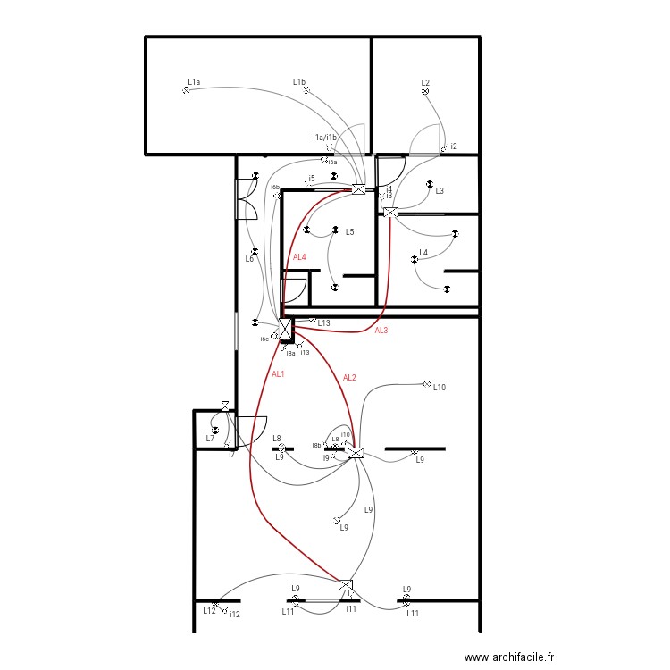  lumiere definitif. Plan de 6 pièces et 17 m2