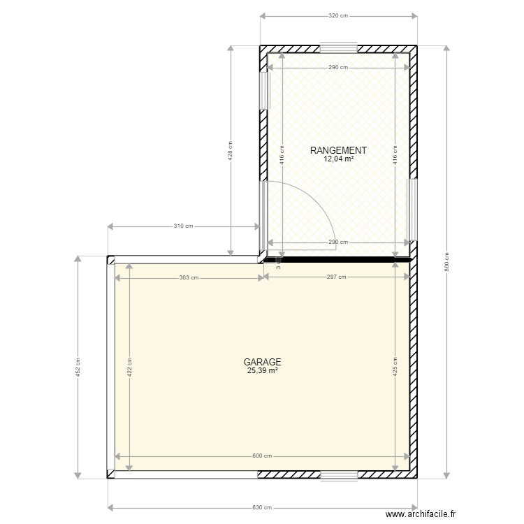 projet cleurie. Plan de 2 pièces et 37 m2