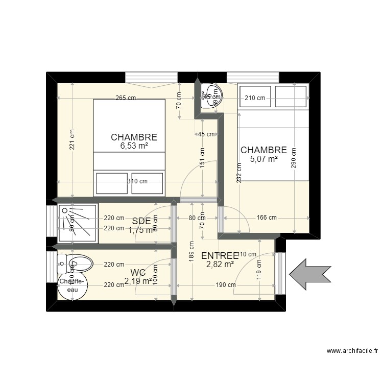 STUDIO ACTUEL. Plan de 5 pièces et 18 m2