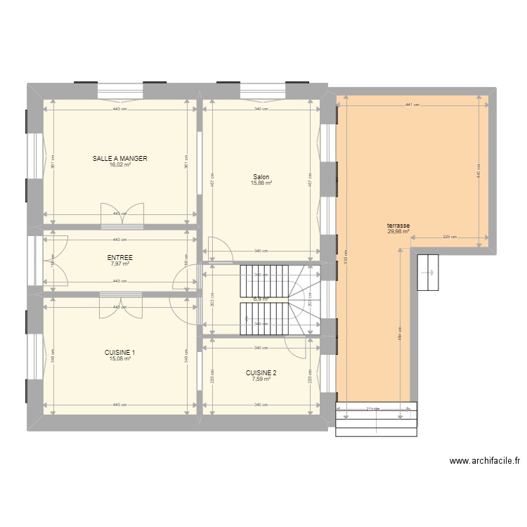 le mesnil rdc. Plan de 15 pièces et 195 m2