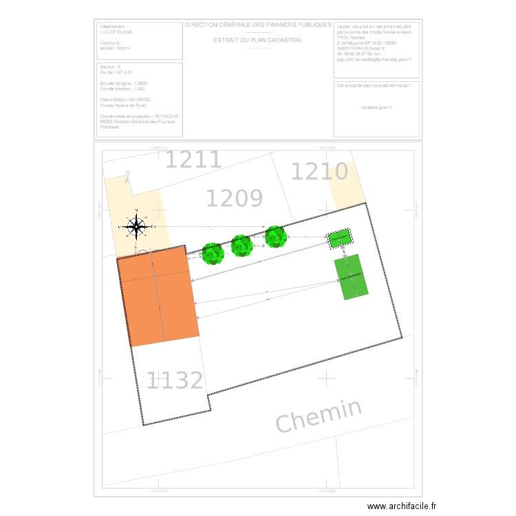 Plan de masse - Maison La ville Lizou. Plan de 0 pièce et 0 m2