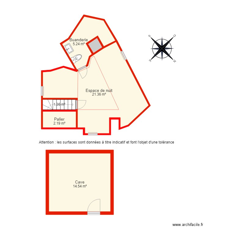 BI 3155 niveau 2 et cave côté. Plan de 0 pièce et 0 m2