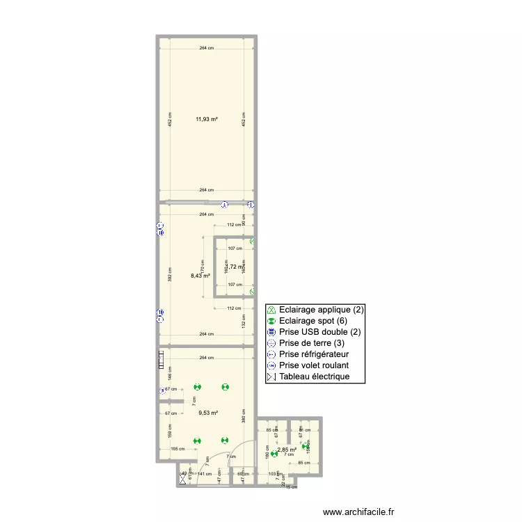 Studio Britania sans meubles. Plan de Studio Britania sans meubles. Plan de