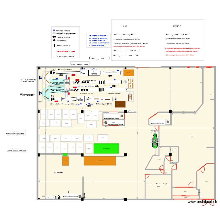 plan complet avec murs et cloisons vitrées 29/12/2022 . Plan de 11 pièces et 902 m2