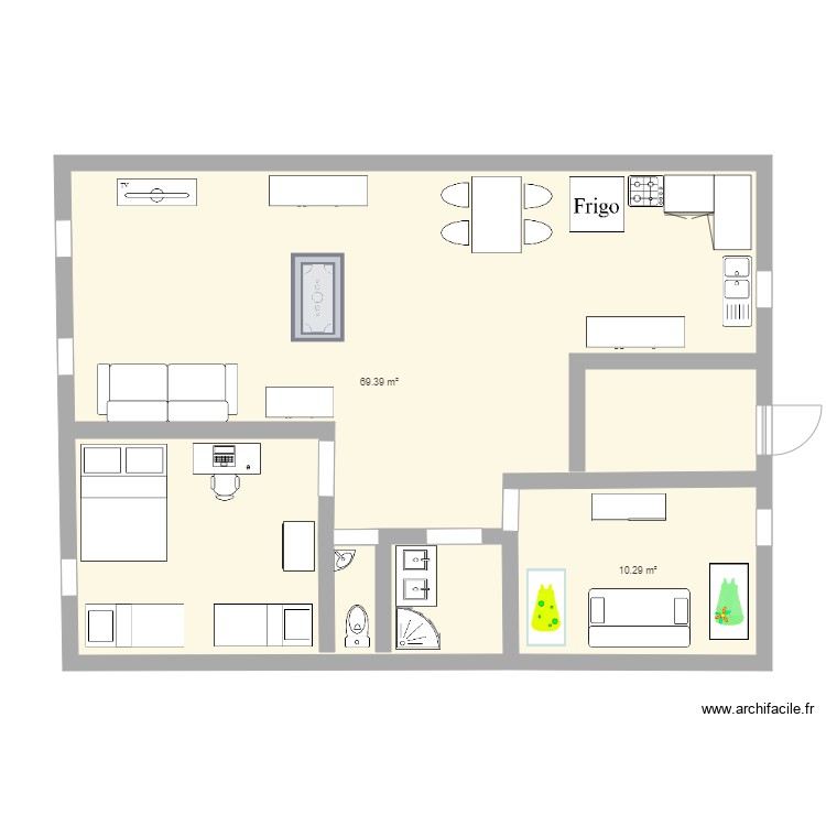 appartement 4 Plan 2 pièces 80 m2 dessiné par sarah31430