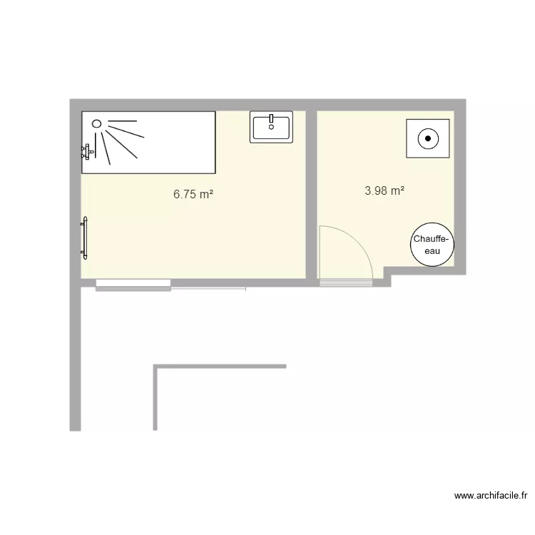Salle de bain Ethan plan projet&eacute;. Plan de 