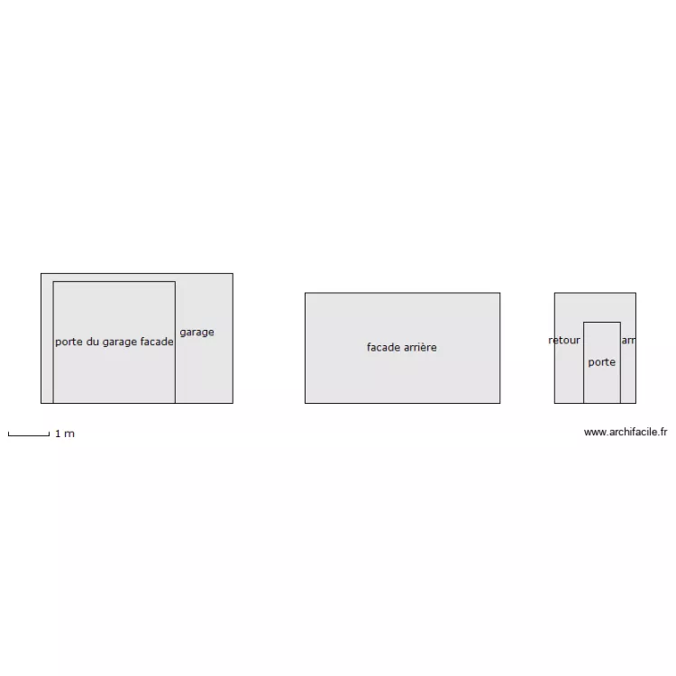 facade avant et arri&egrave;re. Plan de 