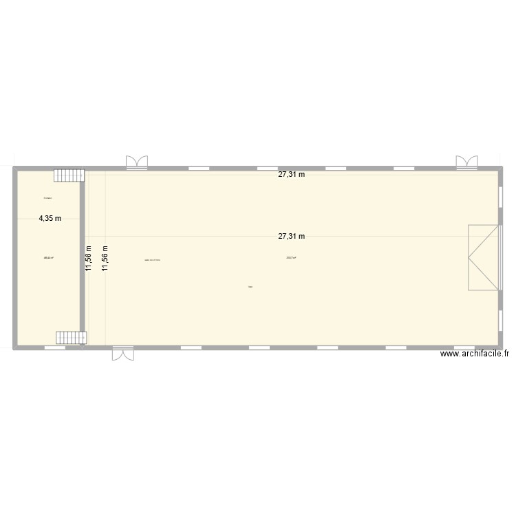 Salle des Fêtes de Palalda. Plan de 2 pièces et 364 m2