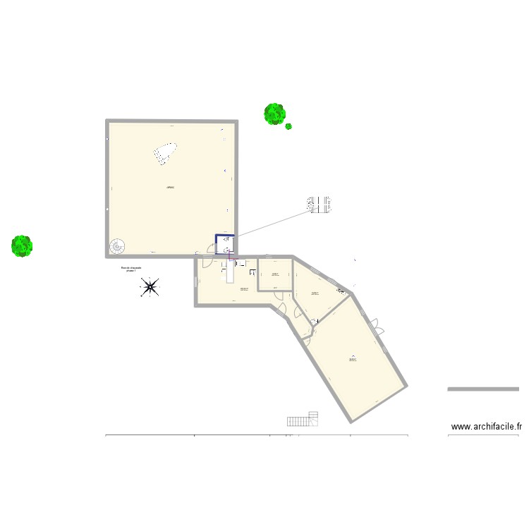 salle gite avec sanitaires carrée. Plan de 5 pièces et 257 m2