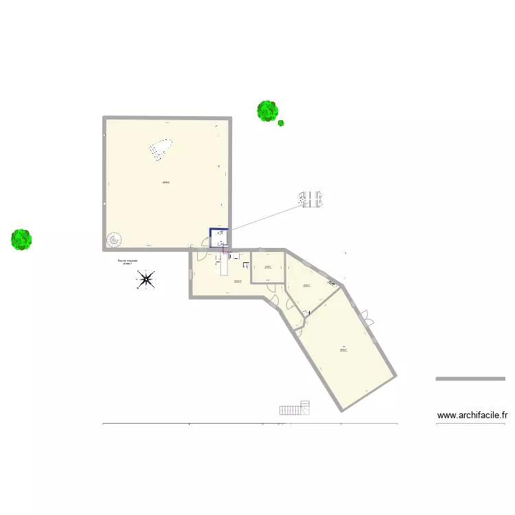 salle gite avec sanitaires carr&eacute;e. Plan de 