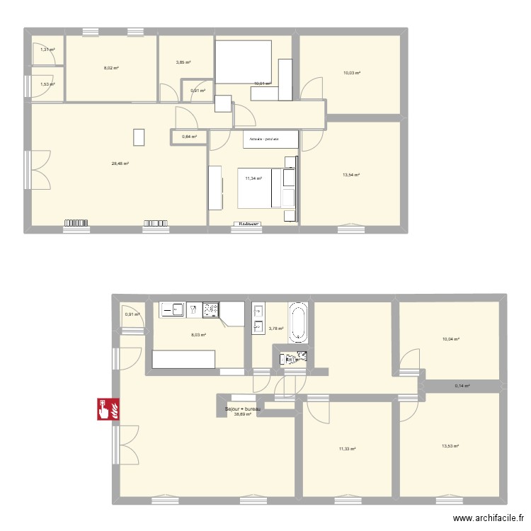 Maison coquelin. Plan de 20 pièces et 177 m2
