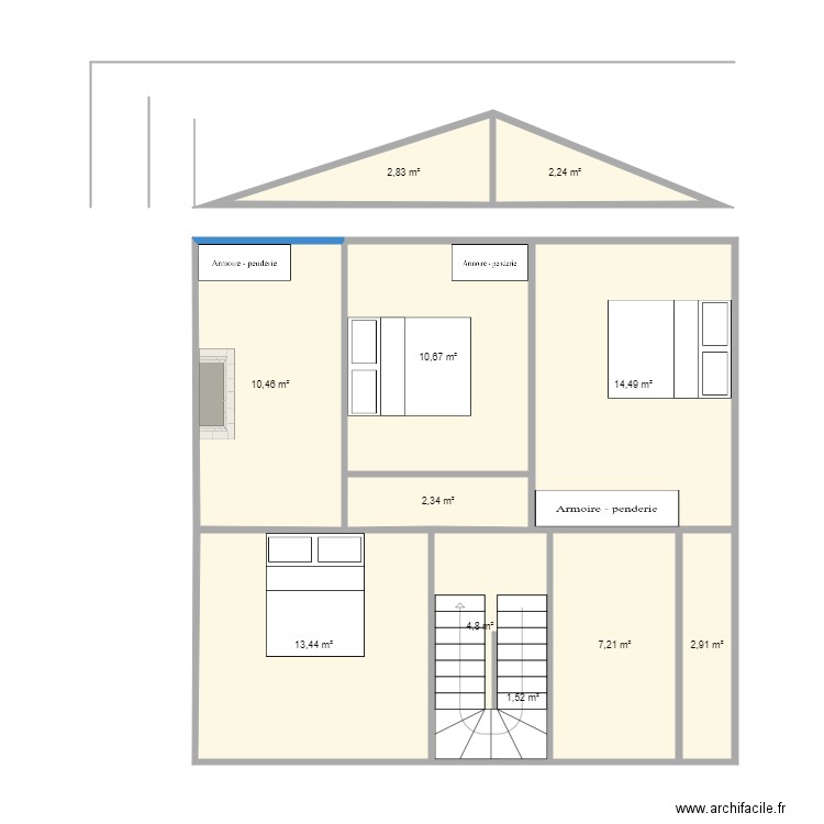 3 eme etage 4 chambres. Plan de 0 pièce et 0 m2