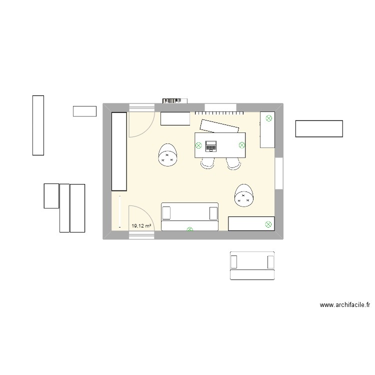 RdC V2. Plan de 1 pièce et 19 m2