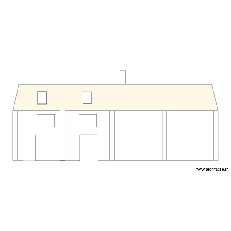 plan de fa&ccedil;ade  ouest. Plan de 6  et 64 m²