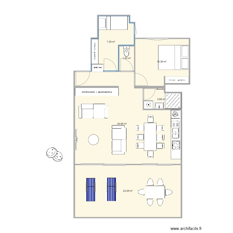 Californie petite salle mange debout V2. Plan de 0 pièce et 0 m2