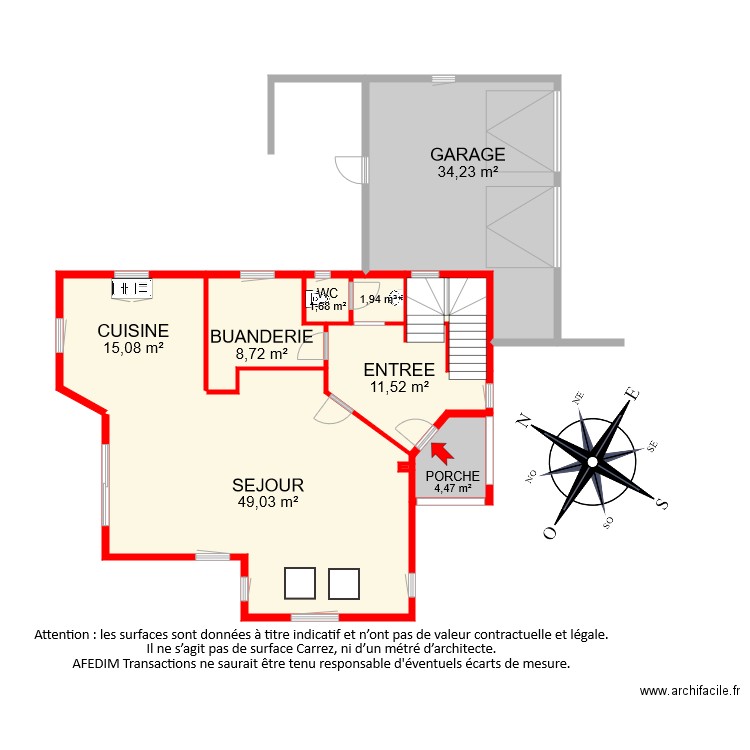 BI7499 RDC. Plan de 10 pièces et 131 m2