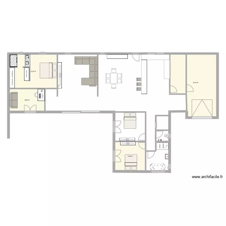 Biver 1. Plan de 4 Pièces et 78 m² Biver 1. Plan de 4 Pièces et 78 m²