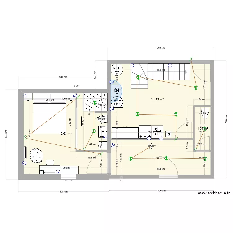 RDC_Chambre_Buanderie_Entr&eacute;e. Plan de 