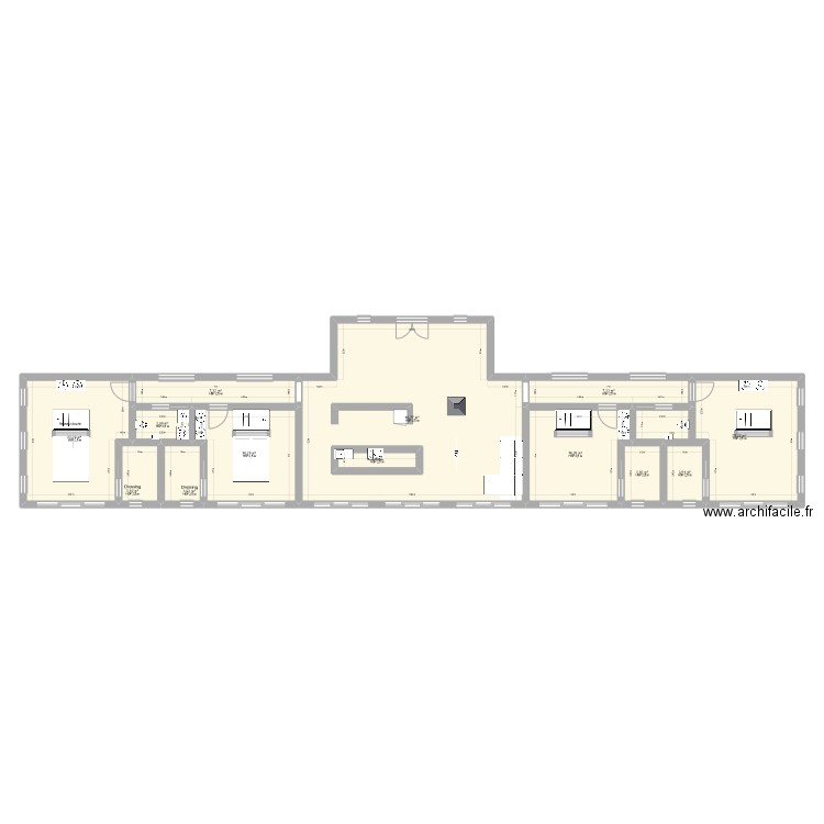 Espagne. Plan de 13 pièces et 183 m2