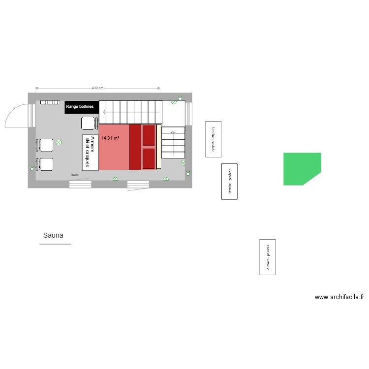 garagelits. Plan de 2 pièces et 28 m2