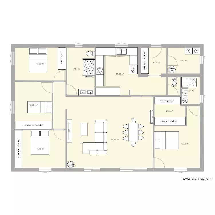 maison 126m2 4ch. Plan de 