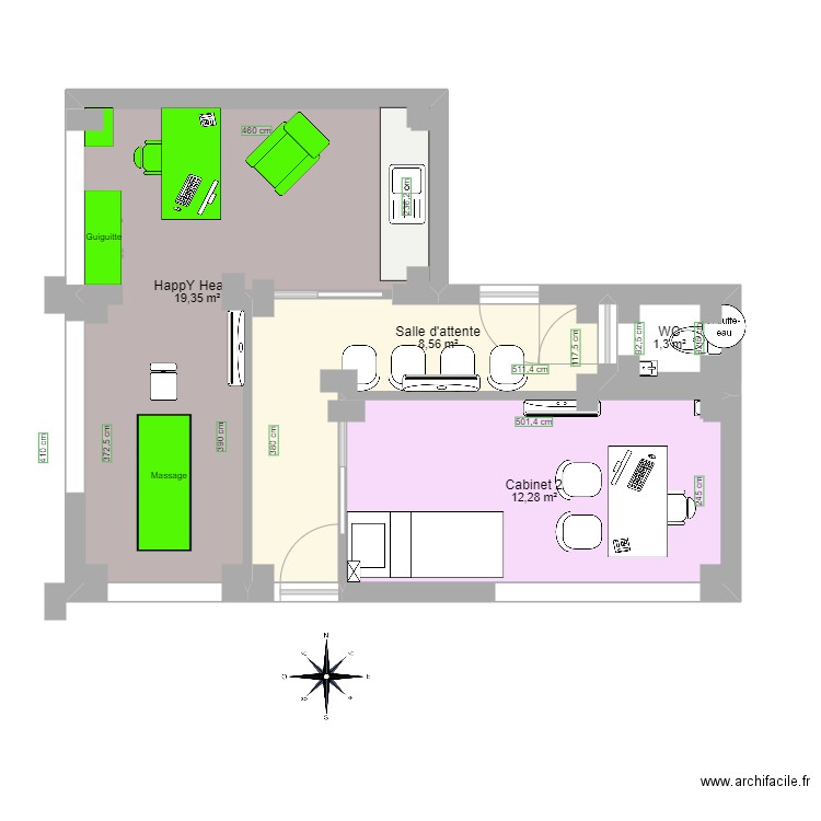 Local 3. Plan de 4 pièces et 41 m2