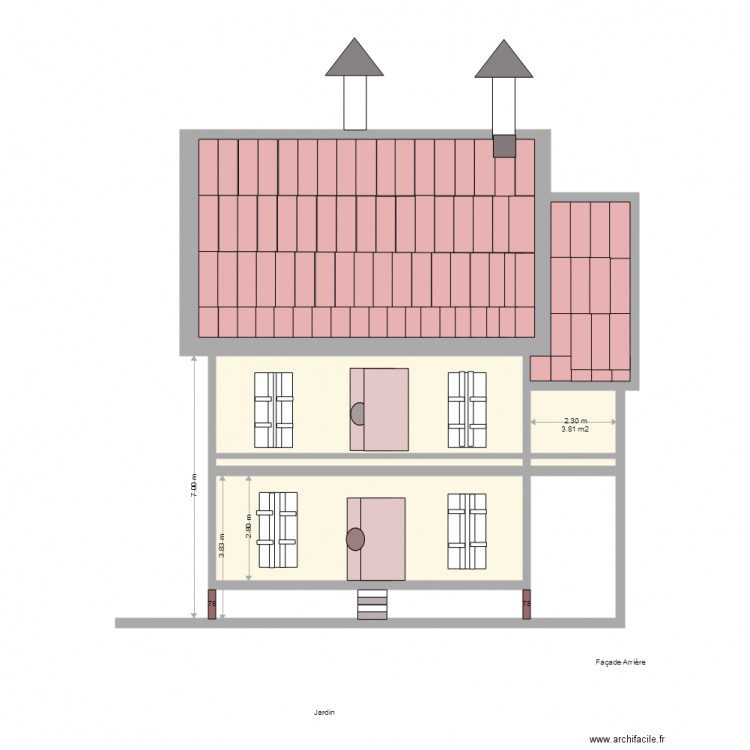 Façade Arrière. Plan de 0 pièce et 0 m2