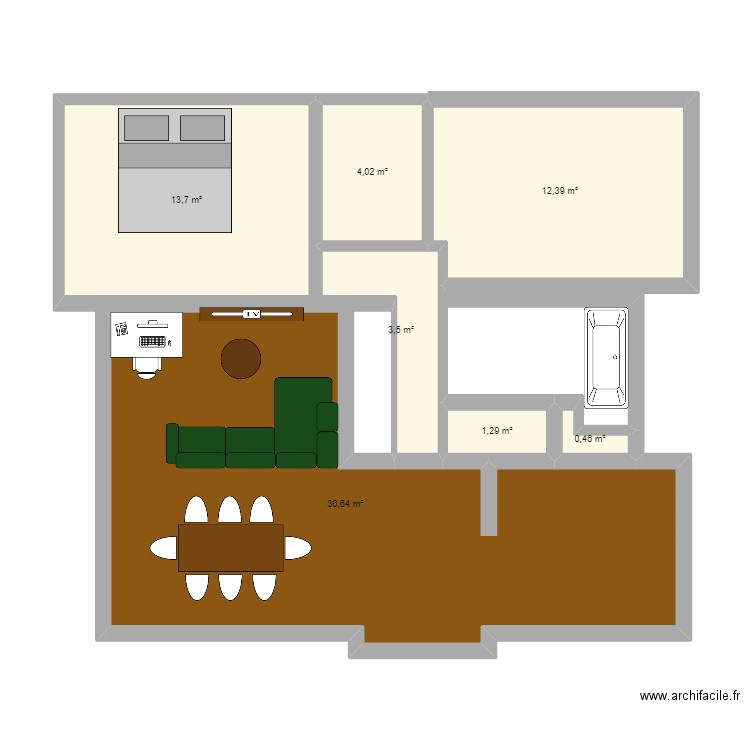 Pietralba1. Plan de 7 pièces et 72 m2