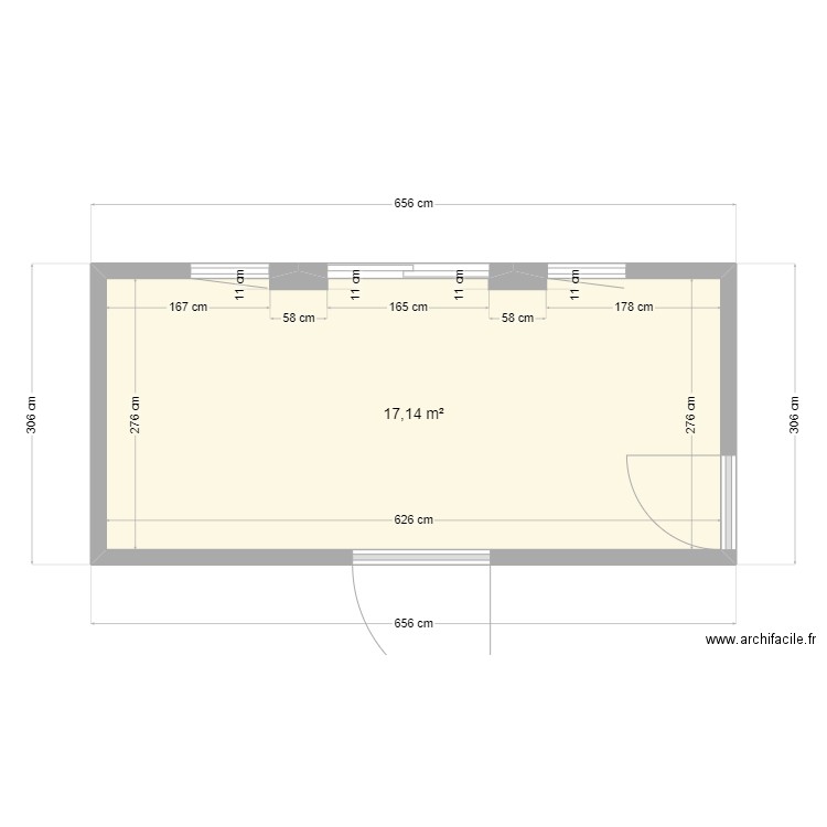 Rénovation cuisine V3. Plan de 1 pièce et 17 m2