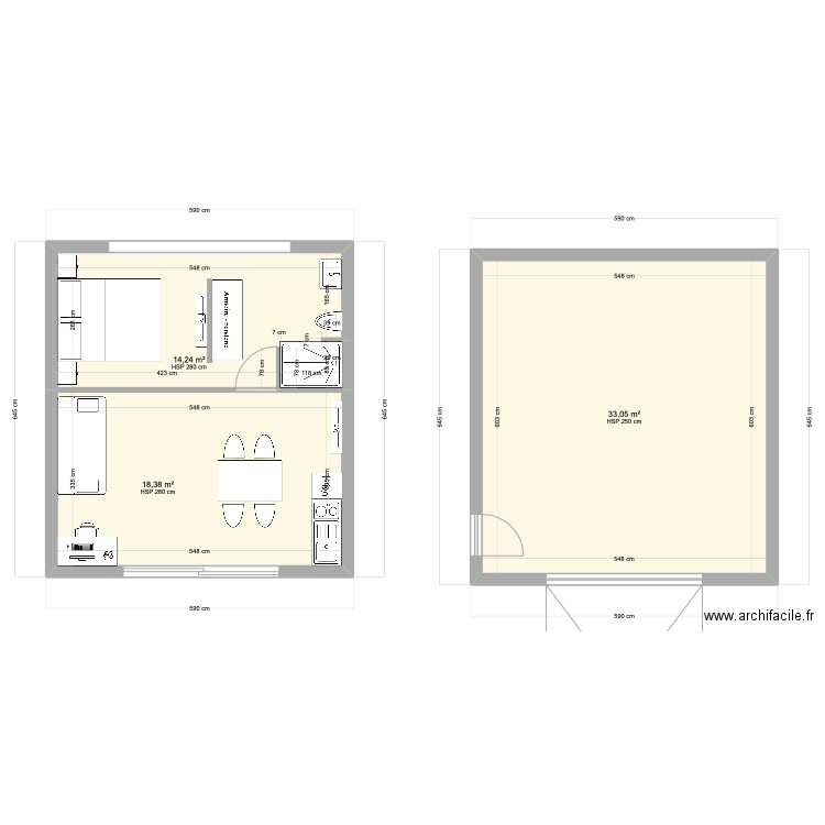 studio. Plan de 0 pièce et 0 m2