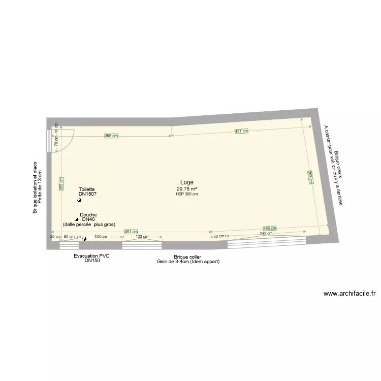 Loge plan &agrave; vide avec Angle. Plan de 