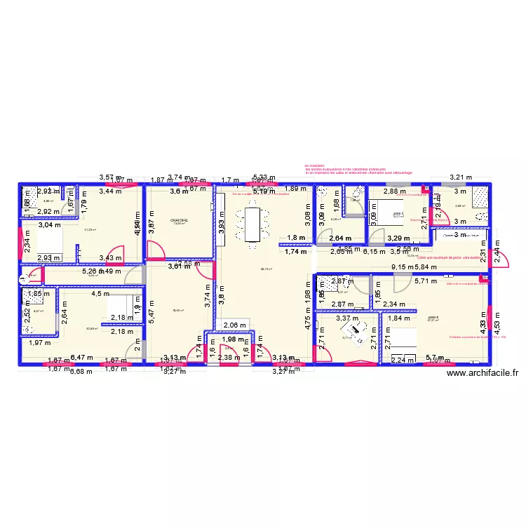 plan global Ma&ccedil;onnerie presbytere 1. Plan de 20  et 222 m²