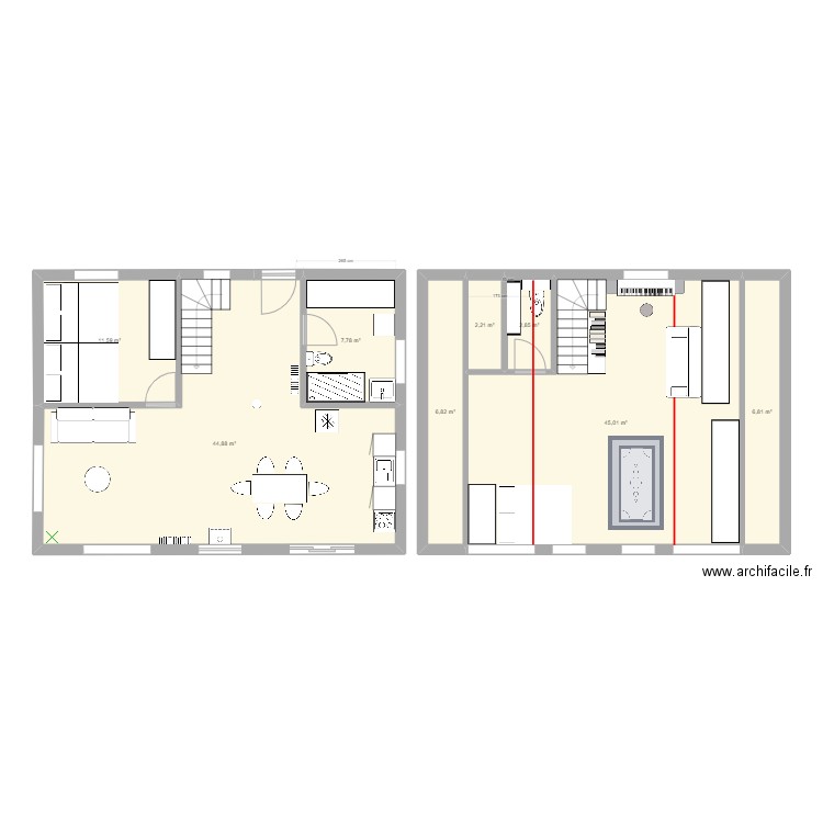 Miq_escalier_centre_loft+tpilettes2. Plan de 8 pièces et 128 m2