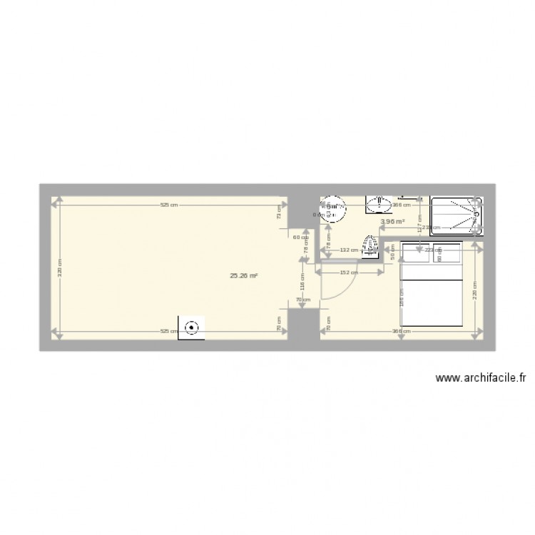 plan  studio martha 2 sans rangement. Plan de 0 pièce et 0 m2