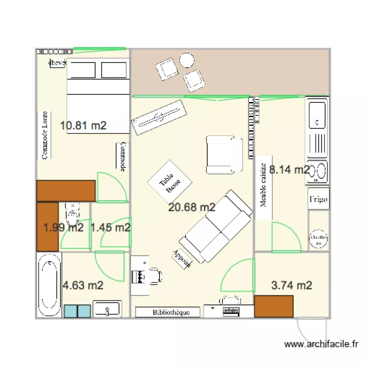 Log 2 Lave linge Cuisine Dante. Plan de 