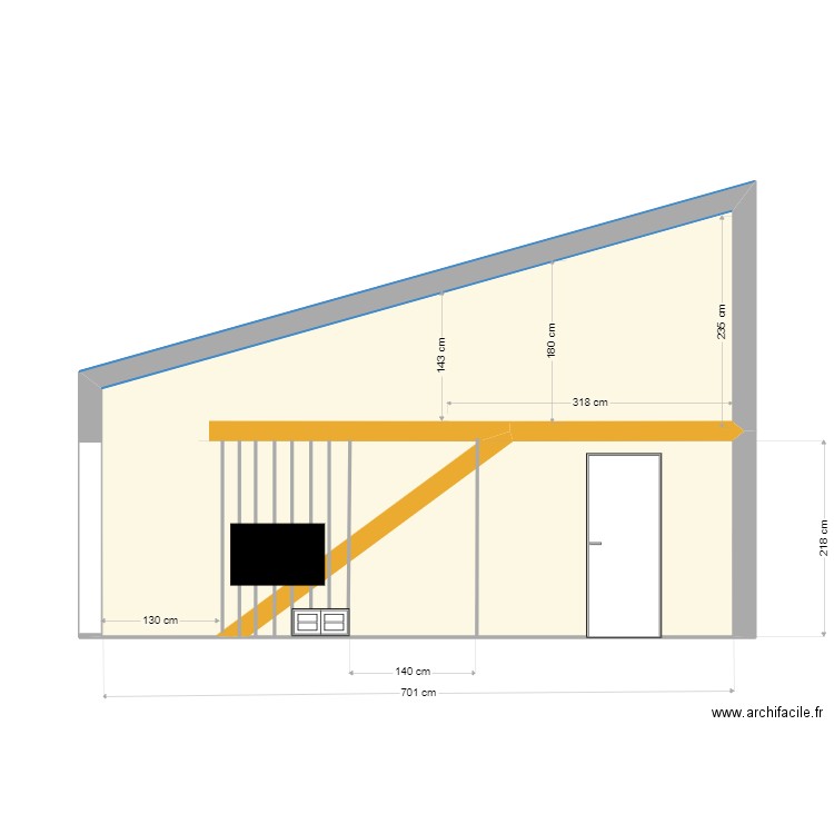 Elévation Mur Apt Liscia Nlles cotes Amt 2. Plan de 2 pièces et 24 m2